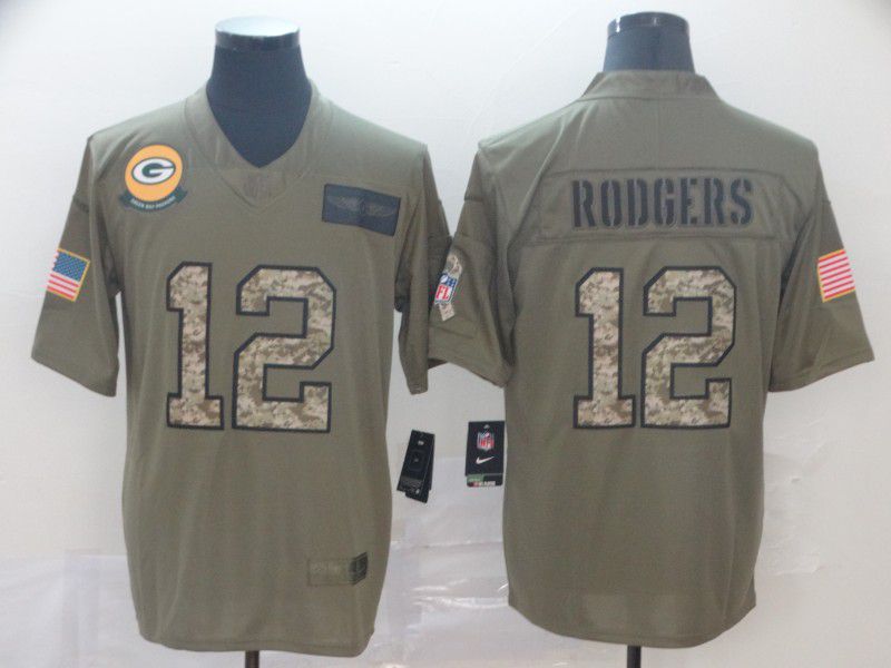 Men Green Bay Packers #12 Rodgers Camo Nike Olive Salute To Service Limited NFL Jersey